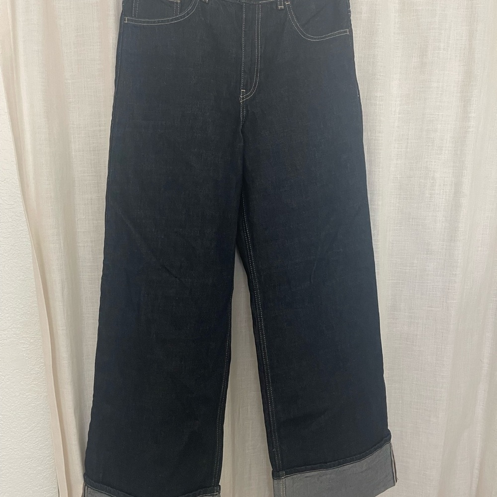 Zara Navy Denim Trousers